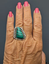 Load image into Gallery viewer, Malachite Sterling Silver Ring- Size 7