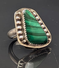 Load image into Gallery viewer, Malachite Sterling Silver Ring- Size 7