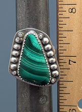 Load image into Gallery viewer, Malachite Sterling Silver Ring- Size 7