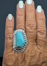Load image into Gallery viewer, Turquoise 22ct Sterling Silver Ring size 7