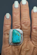 Load image into Gallery viewer, Turquoise 30ct Sterling Silver Ring size 7.5