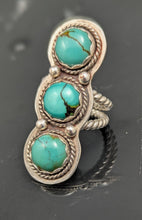 Load image into Gallery viewer, Turquoise Sterling Silver 3 Stone Ring-size 9