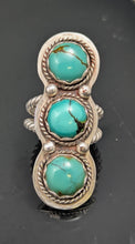 Load image into Gallery viewer, Turquoise Sterling Silver 3 Stone Ring-size 9