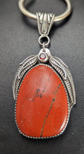 Load image into Gallery viewer, Red Jasper Sterling Silver Pendant with 4mm Garnet