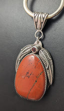 Load image into Gallery viewer, Red Jasper Sterling Silver Pendant with 4mm Garnet