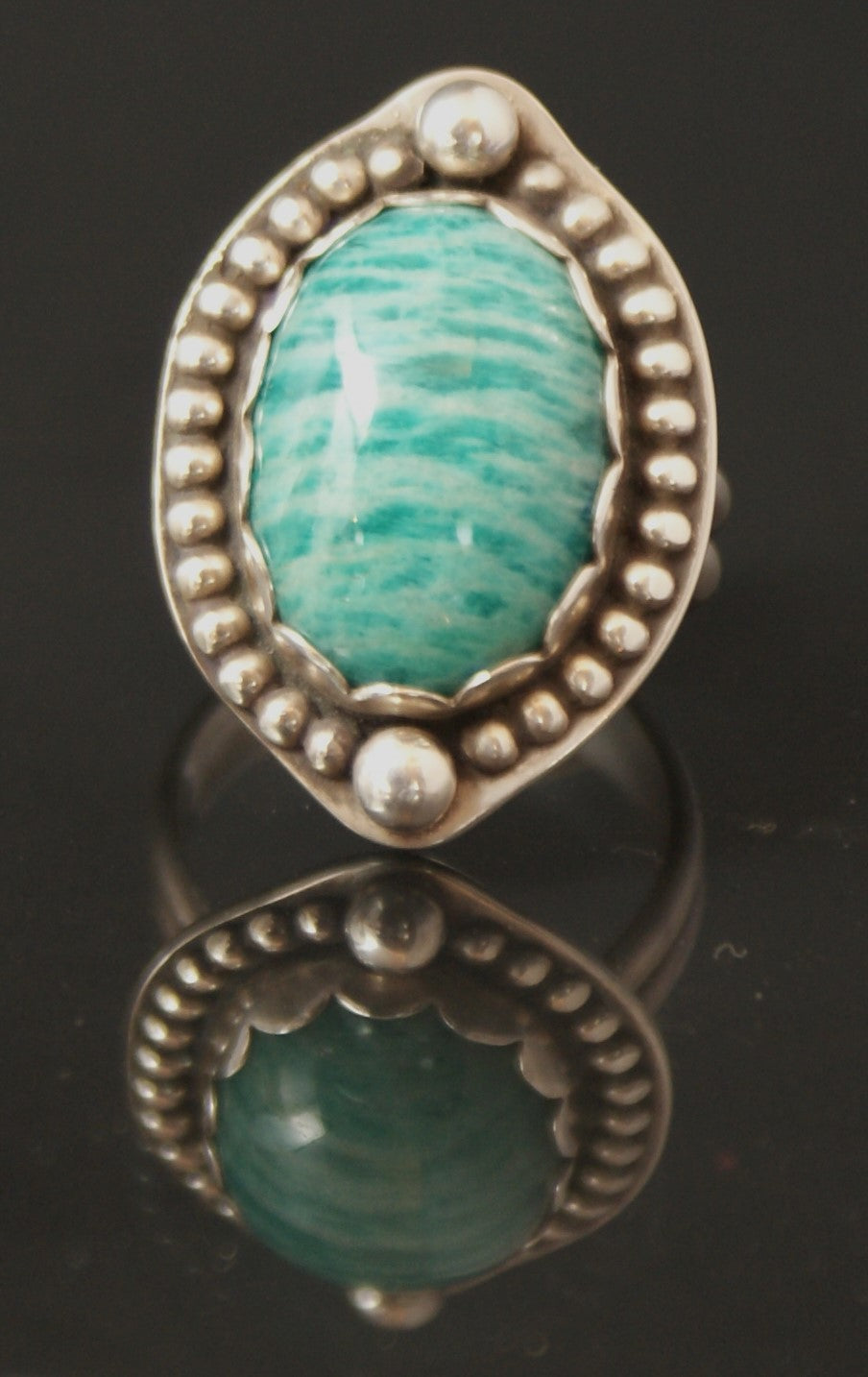 Sterling silver amazonite ring size 7
