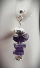 Load image into Gallery viewer, Amethyst 3-chips post earrings