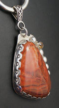 Load image into Gallery viewer, Laguna Agate with Tourmaline crystal Sterling Silver Pendant