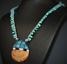 Load image into Gallery viewer, Santo Domingo Shell with Turquoise Necklace