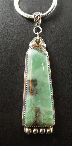 Variscite with 4mm Tourmaline Crystal Sterling Silver Pendant