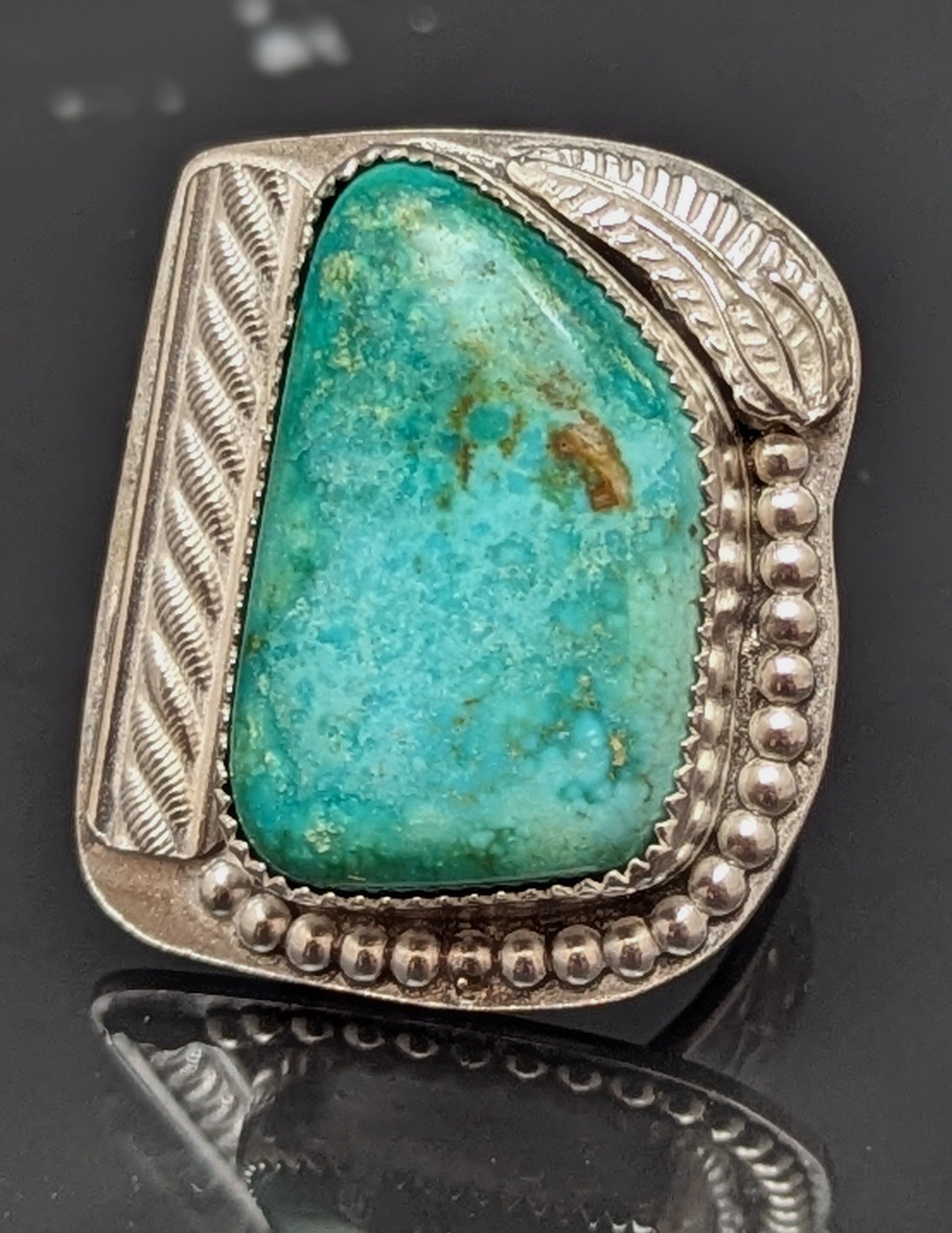 Turquoise 30ct Sterling Silver Ring size – L and L Silver Jewelry
