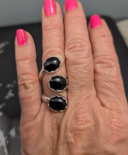 Load image into Gallery viewer, Onyx Sterling Silver Ring-3 stone size 7.5
