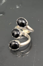 Load image into Gallery viewer, Onyx Sterling Silver Ring-3 stone size 7.5
