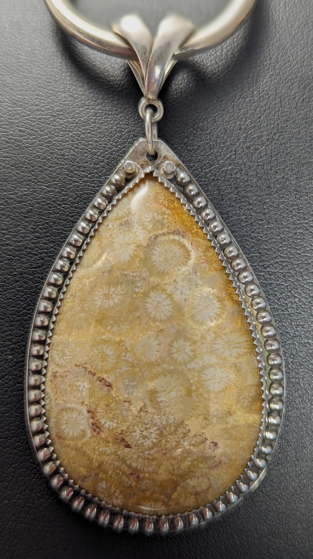 Fossilized Coral-80 cts Sterling Silver Pendant
