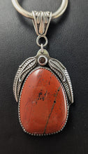 Load image into Gallery viewer, Red Jasper Sterling Silver Pendant with 4mm Garnet
