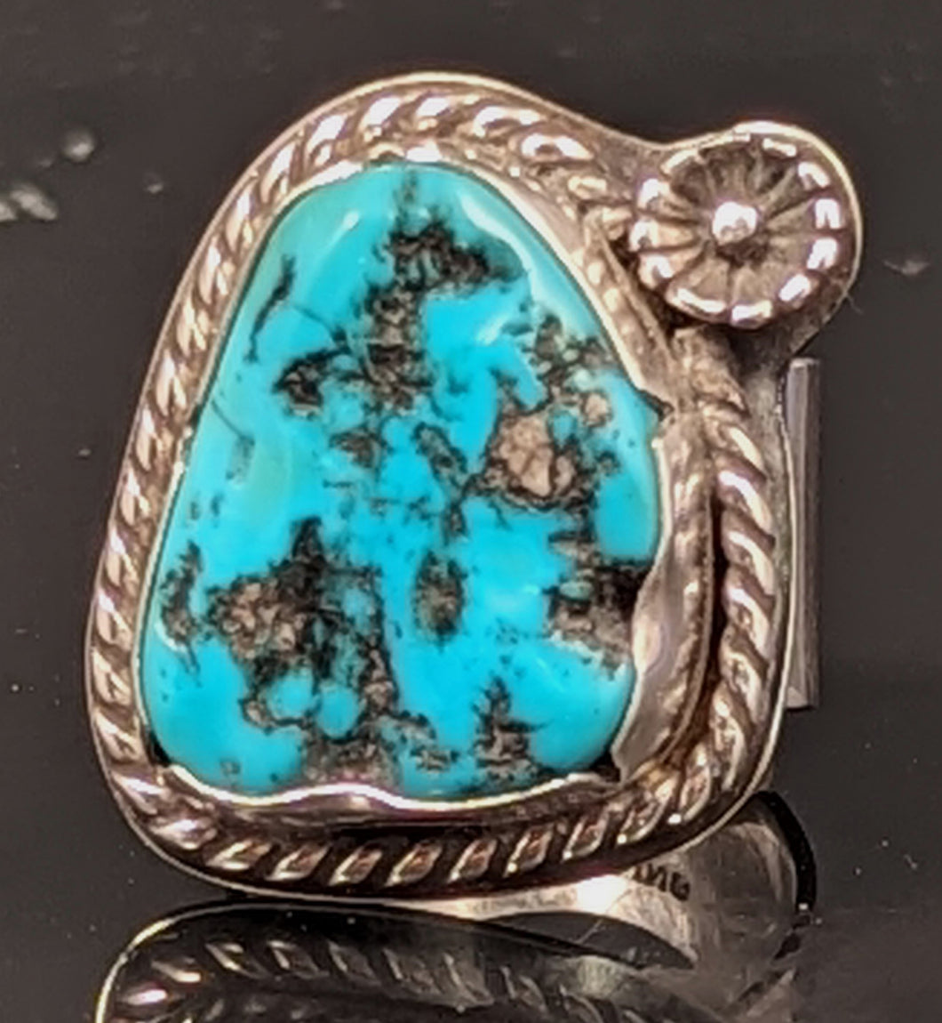 Turquoise Nugget Sterling Silver Ring -Size 6