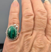 Load image into Gallery viewer, Malachite Sterling Silver Ring size 6
