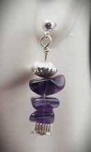 Load image into Gallery viewer, Amethyst 3-chips post earrings
