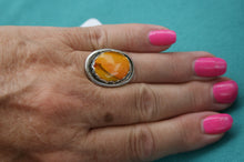 Load image into Gallery viewer, Orange Agate Oval Sterling Silver Ring size 7.5
