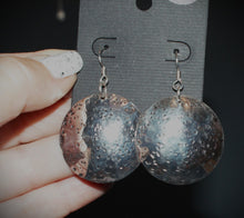 Load image into Gallery viewer, Speckled Sterling Silver Domed earrings

