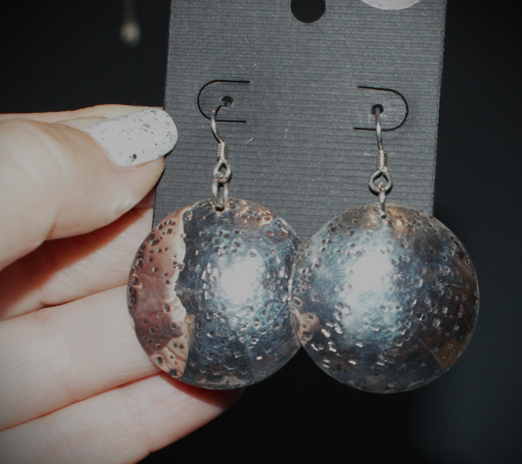 Speckled Sterling Silver Domed earrings
