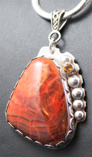 Load image into Gallery viewer, Laguna Agate with Tourmaline crystal Sterling Silver Pendant
