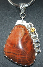 Load image into Gallery viewer, Laguna Agate with Tourmaline crystal Sterling Silver Pendant
